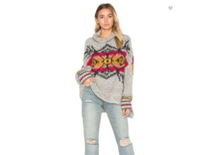 Free People Arctic Blast Sweater Womens L Oversized Turtleneck Wool Blend